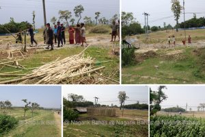 उदयपुर सिमेन्ट फ्याक्ट्रीको खाली जग्गामा भुमाफियाले बनाएको घर टहरा प्रहरीले भत्कायो (फोटो फिचर)