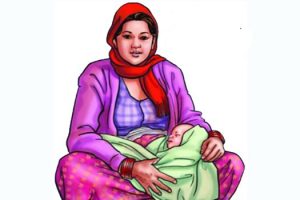 घरमा सुत्केरी श्रीमती, राहतको लागि श्रीमान वडा कार्यालयमा धर्ना