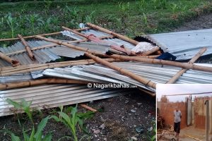 उदयपुरमा हावाहुरीले ७ महिनाको बच्चा सहित घर उडाएपछि…